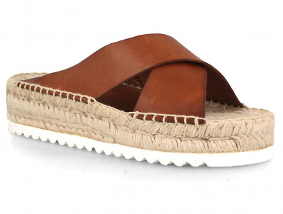 Женские шлепанцы Las Espadrillas Camel E8212-45 Made in Spain оптом