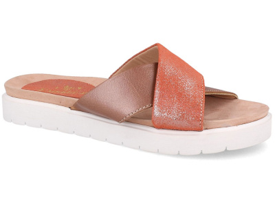 Женские шлёпанцы Las Espadrillas La Ferme Shiny Pink 20438-4534 оптом